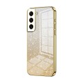 For Samsung Galaxy S22 5G Gradient Glitter Powder Electroplated Phone Case(Gold)