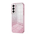 For Samsung Galaxy S22+ 5G Gradient Glitter Powder Electroplated Phone Case(Pink)