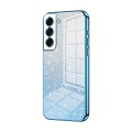 For Samsung Galaxy S22+ 5G Gradient Glitter Powder Electroplated Phone Case(Blue)