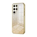 For Samsung Galaxy S22 Ultra 5G Gradient Glitter Powder Electroplated Phone Case(Gold)
