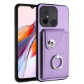 For Xiaomi Redmi 12C/11A Organ Card Bag Ring Holder PU Phone Case(Purple)