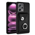 For Xiaomi Redmi Note 12 Pro 5G Global Organ Card Bag Ring Holder PU Phone Case(Black)