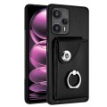 For Xiaomi Poco F5 5G/Redmi Note 12 Turbo Organ Card Bag Ring Holder PU Phone Case(Black)