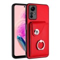 For Xiaomi Redmi Note 12S 4G Global Organ Card Bag Ring Holder PU Phone Case(Red)
