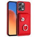 For Xiaomi Redmi 12 4G Global Organ Card Bag Ring Holder PU Phone Case(Red)