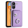 For Xiaomi Redmi 13C 4G / Poco C65 Organ Card Bag Ring Holder PU Phone Case(Purple)