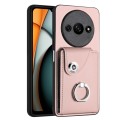 For Xiaomi Redmi A3 4G Organ Card Bag Ring Holder PU Phone Case(Pink)