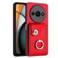 For Xiaomi Redmi A3 4G Organ Card Bag Ring Holder PU Phone Case(Red)