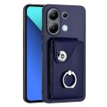 For Xiaomi Redmi Note 13 4G Global Organ Card Bag Ring Holder PU Phone Case(Blue)