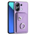 For Xiaomi Redmi Note 13 4G Global Organ Card Bag Ring Holder PU Phone Case(Purple)