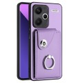 For Xiaomi Redmi Note 13 Pro+ Organ Card Bag Ring Holder PU Phone Case(Purple)