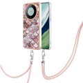 For Huawei Mate 60 Electroplating IMD TPU Phone Case with Lanyard(Pink Scales)