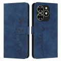 For Tecno Spark Go 2024 / POP 8 Skin Feel Heart Embossed Leather Phone Case with Long Lanyard(Blue)