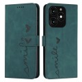 For Tecno Spark 20 Skin Feel Heart Embossed Leather Phone Case with Long Lanyard(Green)