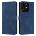 For Tecno Spark 20 Skin Feel Heart Embossed Leather Phone Case with Long Lanyard(Blue)