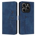 For Tecno Spark 20 Pro Skin Feel Heart Embossed Leather Phone Case with Long Lanyard(Blue)