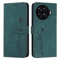 For Tecno Spark 20 Pro+ Skin Feel Heart Embossed Leather Phone Case with Long Lanyard(Green)