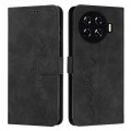 For Tecno Spark 20 Pro+ Skin Feel Heart Embossed Leather Phone Case with Long Lanyard(Black)