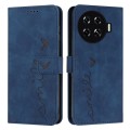 For Tecno Spark 20 Pro+ Skin Feel Heart Embossed Leather Phone Case with Long Lanyard(Blue)