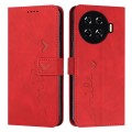 For Tecno Spark 20 Pro+ Skin Feel Heart Embossed Leather Phone Case with Long Lanyard(Red)