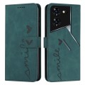 For Tecno Pova 5 Pro Skin Feel Heart Embossed Leather Phone Case with Long Lanyard(Green)