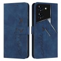For Tecno Pova 5 Pro Skin Feel Heart Embossed Leather Phone Case with Long Lanyard(Blue)