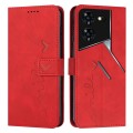 For Tecno Pova 5 Pro Skin Feel Heart Embossed Leather Phone Case with Long Lanyard(Red)