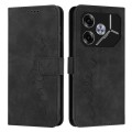For Tecno Pova 6 Skin Feel Heart Embossed Leather Phone Case with Long Lanyard(Black)