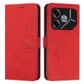 For Tecno Pova 6 Skin Feel Heart Embossed Leather Phone Case with Long Lanyard(Red)