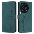 For Tecno Camon 30 Premier Skin Feel Heart Embossed Leather Phone Case with Long Lanyard(Green)