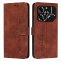 For Tecno Pova 6 Pro Skin Feel Heart Embossed Leather Phone Case with Long Lanyard(Brown)