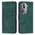 For OPPO Reno11 Pro Global Skin Feel Stripe Pattern Leather Phone Case with Long Lanyard(Green)