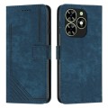 For Tecno Spark Go 2024 / POP 8 Skin Feel Stripe Pattern Leather Phone Case with Long Lanyard(Blue)