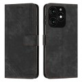 For Tecno Spark 20 Skin Feel Stripe Pattern Leather Phone Case with Long Lanyard(Black)