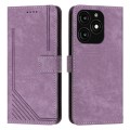 For Tecno Spark 20 Skin Feel Stripe Pattern Leather Phone Case with Long Lanyard(Purple)