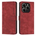 For Tecno Spark 20 Pro Skin Feel Stripe Pattern Leather Phone Case with Long Lanyard(Red)