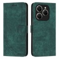 For Tecno Spark 20 Pro Skin Feel Stripe Pattern Leather Phone Case with Long Lanyard(Green)