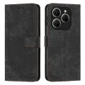 For Tecno Spark 20 Pro Skin Feel Stripe Pattern Leather Phone Case with Long Lanyard(Black)