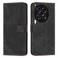For Tecno Camon 30 Premier Skin Feel Stripe Pattern Leather Phone Case with Long Lanyard(Black)