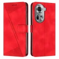 For OPPO Reno11 5G Global Dream Triangle Leather Phone Case with Long  Lanyard(Red)
