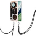 For Huawei Mate 60 Electroplating Dual-side IMD Phone Case with Lanyard(Retro Radio)