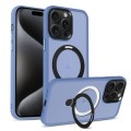 For iPhone 15 Pro Max MagSafe Holder Skin-feel PC Hybrid TPU Phone Case(Blue)