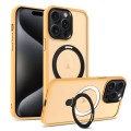 For iPhone 15 Pro MagSafe Holder Skin-feel PC Hybrid TPU Phone Case(Orange)