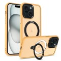 For iPhone 15 Plus MagSafe Holder Skin-feel PC Hybrid TPU Phone Case(Orange)