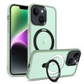 For iPhone 14 Plus MagSafe Holder Skin-feel PC Hybrid TPU Phone Case(Matcha Green)