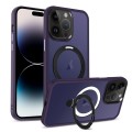 For iPhone 14 Pro Max MagSafe Holder Skin-feel PC Hybrid TPU Phone Case(Dark Purple)