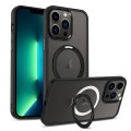 For iPhone 13 Pro Max MagSafe Holder Skin-feel PC Hybrid TPU Phone Case(Black)