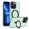 For iPhone 13 Pro MagSafe Holder Skin-feel PC Hybrid TPU Phone Case(Matcha Green)