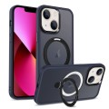 For iPhone 13 MagSafe Holder Skin-feel PC Hybrid TPU Phone Case(Dark Blue)