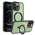 For iPhone 12 Pro MagSafe Holder Skin-feel PC Hybrid TPU Phone Case(Green)